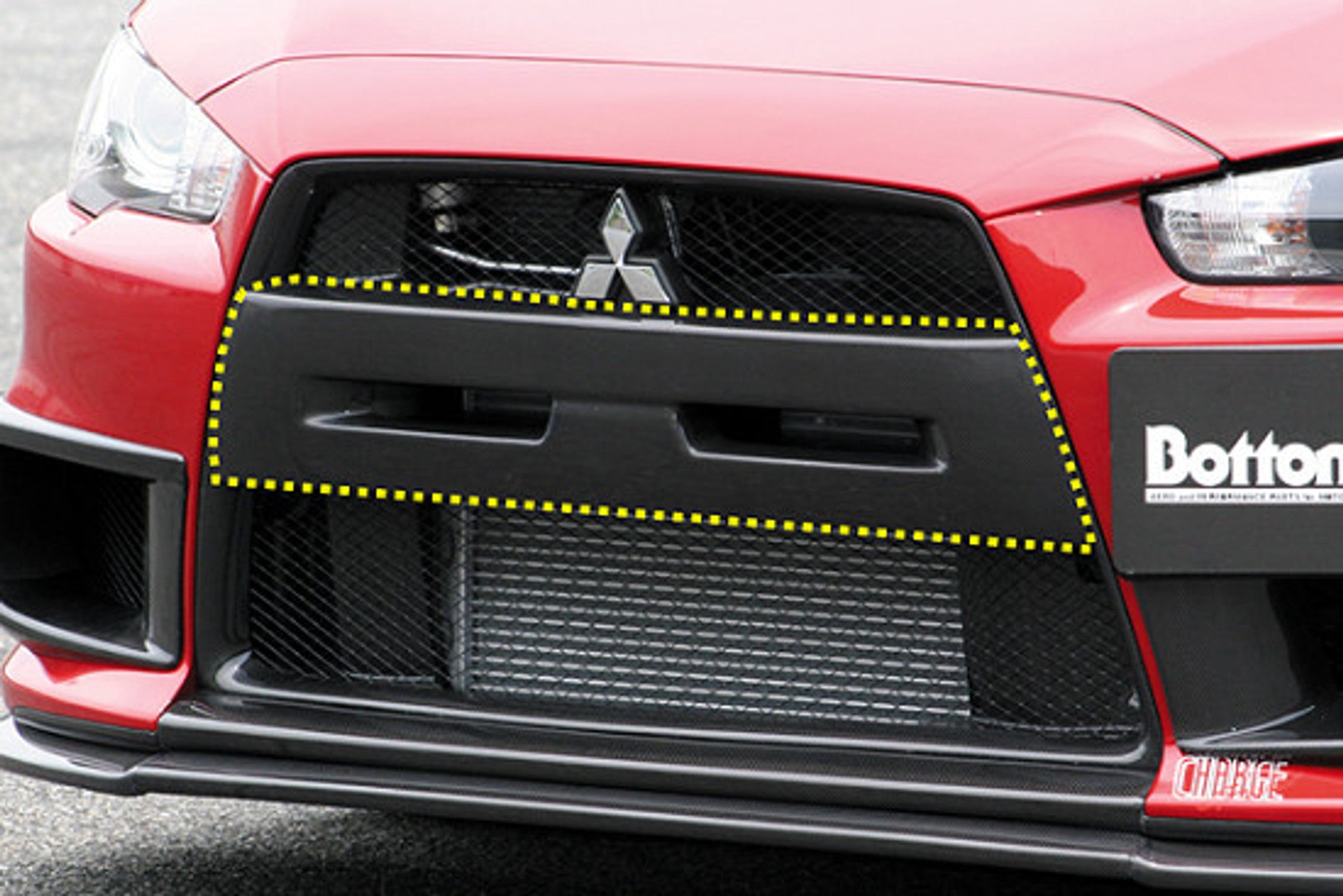 Charge Speed 2008-2017 Mitsubishi Lancer Evo X Front Bumper Center Garnish Carbon for Factory/ OEM Bumper