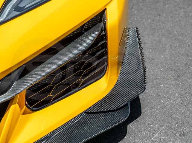 2023-UP CORVETTE C8 Z06 | Z07 EXTENDED PACKAGE CARBON FIBER FRONT LIP SPLITTER & CANARDS GROUND EFFECTS