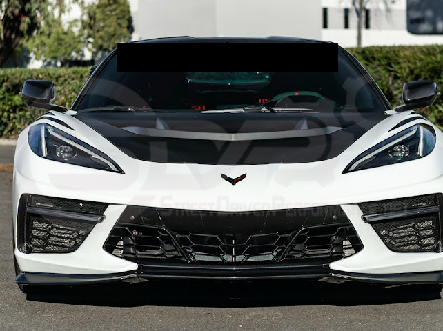 2020-PRESENT CHEVROLET CORVETTE C8 | ZR1 REPLICA STYLE  MATTE BLACK FRONT VENTED HOOD
