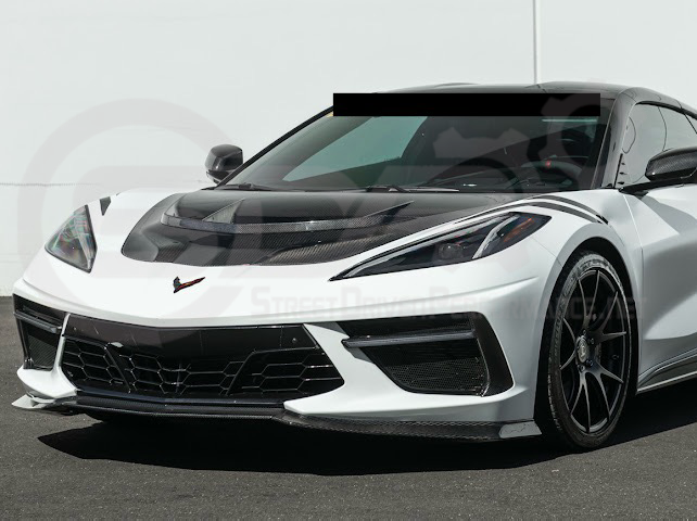 2020-PRESENT CHEVROLET CORVETTE C8 | ZR1 REPLICA STYLE DOUBLE SIDED CARBON FIBER FRONT VENTED HOOD