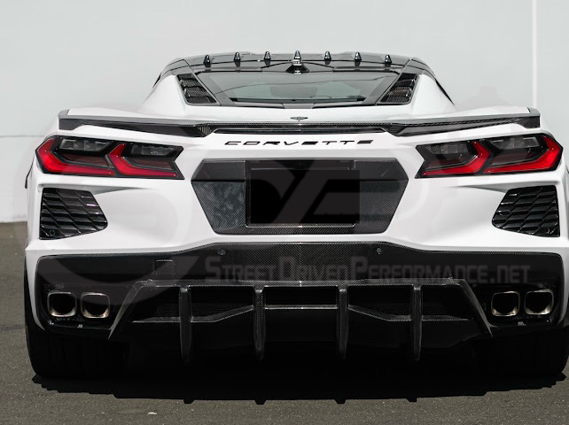 2020-Up Chevrolet Corvette C8 Stingray & Z51 | Carbon Fiber Rear Spoiler Wing Delete Hole Panel Cover