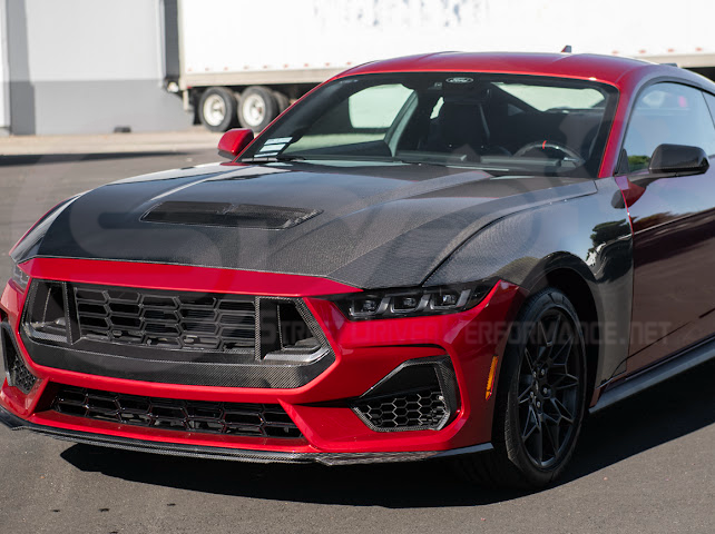 2024-Up Ford Mustang S650 | Factory Style CARBON FIBER Front Hood with Hood Vent (2 versions)