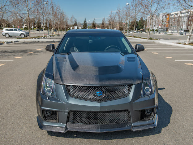 2009-2015 Cadillac CTS-V V2 SDP Style Double Sided Carbon Fiber Cowl Hood