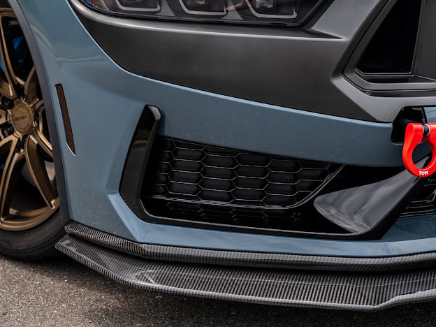 2024-Up Ford Mustang S650 | Dark Horse Factory Style CARBON FIBER Front Bumper Lip Splitter Ground Effects