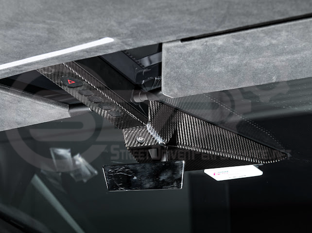 2024-Up Tesla Cybertruck | Interior DRY Carbon Fiber Rear View Mirror Upper Trim Cover