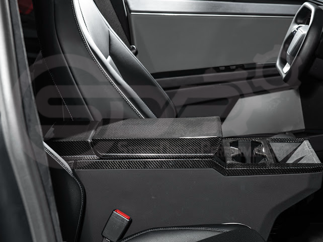 2024-Up Tesla Cybertruck | Interior DRY Carbon Fiber Armrest Trim Cover (Copy)