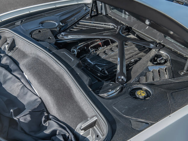 2020+ CHEVROLET CORVETTE C8 | CARBON FIBER ENGINE BAY STRUT COVERS REPLACEMENT