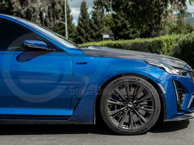 2020-Up Cadillac CT5 / CT5-V / CT5-V Blackwing | “CTS-V, V3” Style CARBON FIBER Front Vented Hood