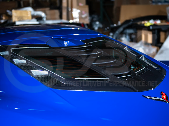 2020+ CORVETTE C8 ALL MODELS | ZR1 STYLE CARBON FLASH REAR WINDOW HATCH VENT LOUVER COVER