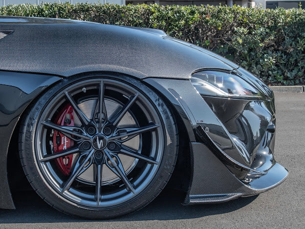 2020-UP TOYOTA SUPRA A91 CARBON FIBER FRONT SPLITTER LIP GROUND EFFECTS (2 PEICE)