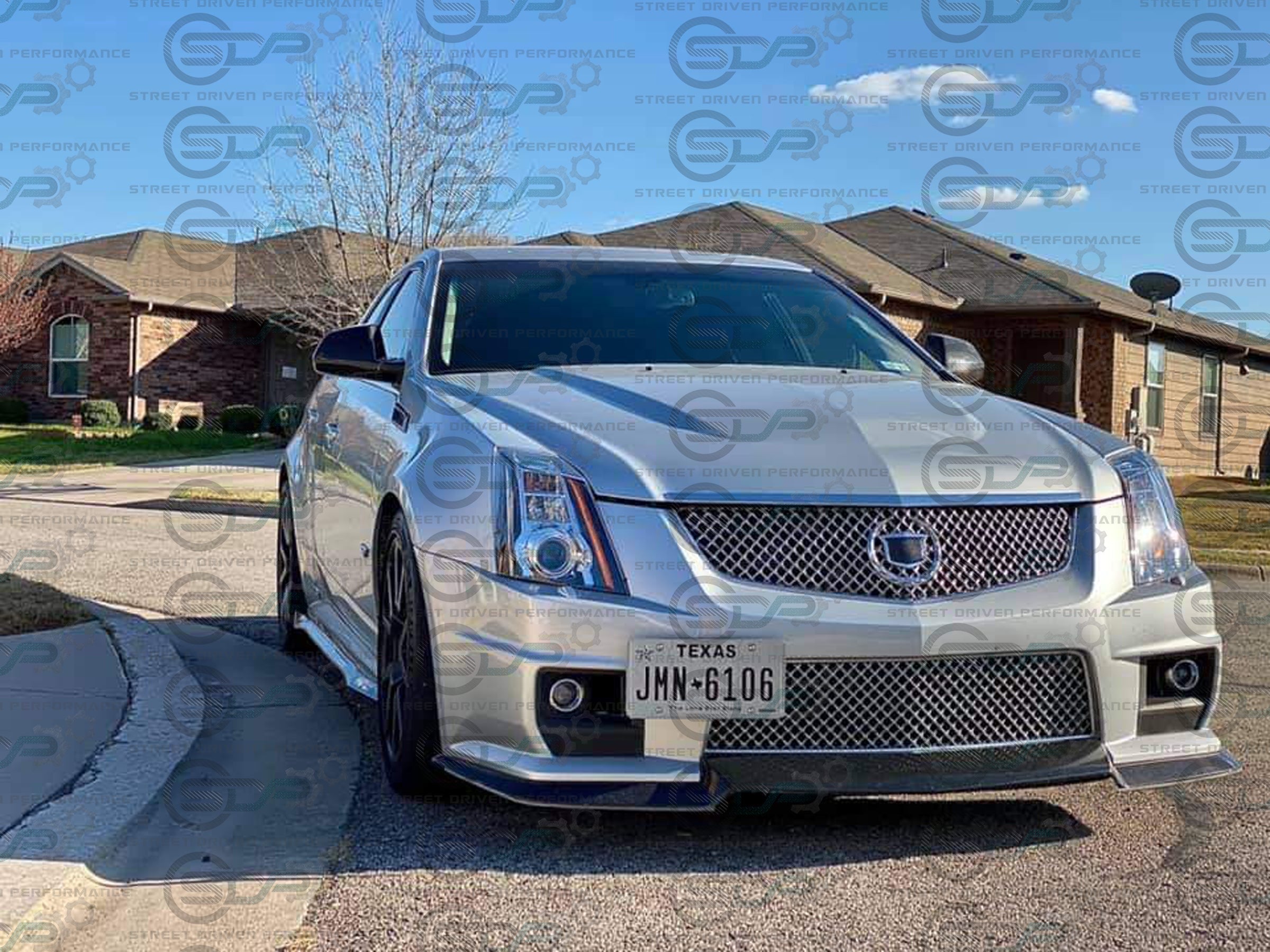 2009-2015 CADILLAC CTS-V CARBON FIBER FRONT SPLITTER & SIDE SKIRTS ROCKER PANELS GROUND EFFECTS