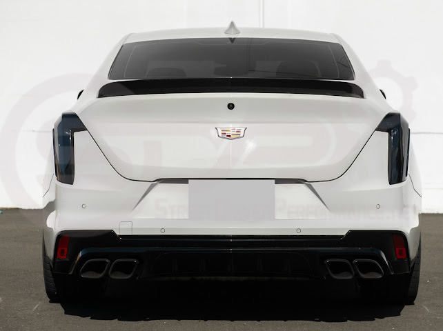 2020-Up Cadillac CT4 | SMOKE TINTED Rear Tail Light Trim Bezel Cover Pair
