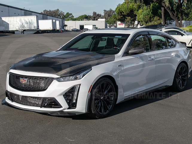 2022-UP CADILLAC CT5-V BLACKWING SEDAN | CARBON FIBER FACTORY EXTENDED STYLE FRONT LIP SPLITTER GROUND EFFECTS