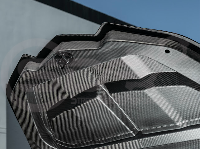 2020-PRESENT CHEVROLET CORVETTE C8 | SDP PERFORMANCE TRACK STYLE DOUBLE SIDED DRY CARBON FIBER FRONT HOOD