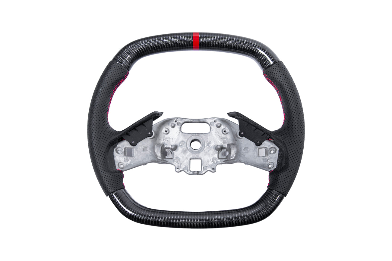 2020-Present Chevrolet Corvette C8 - Carbon Fiber Red Stripe Steering Wheel