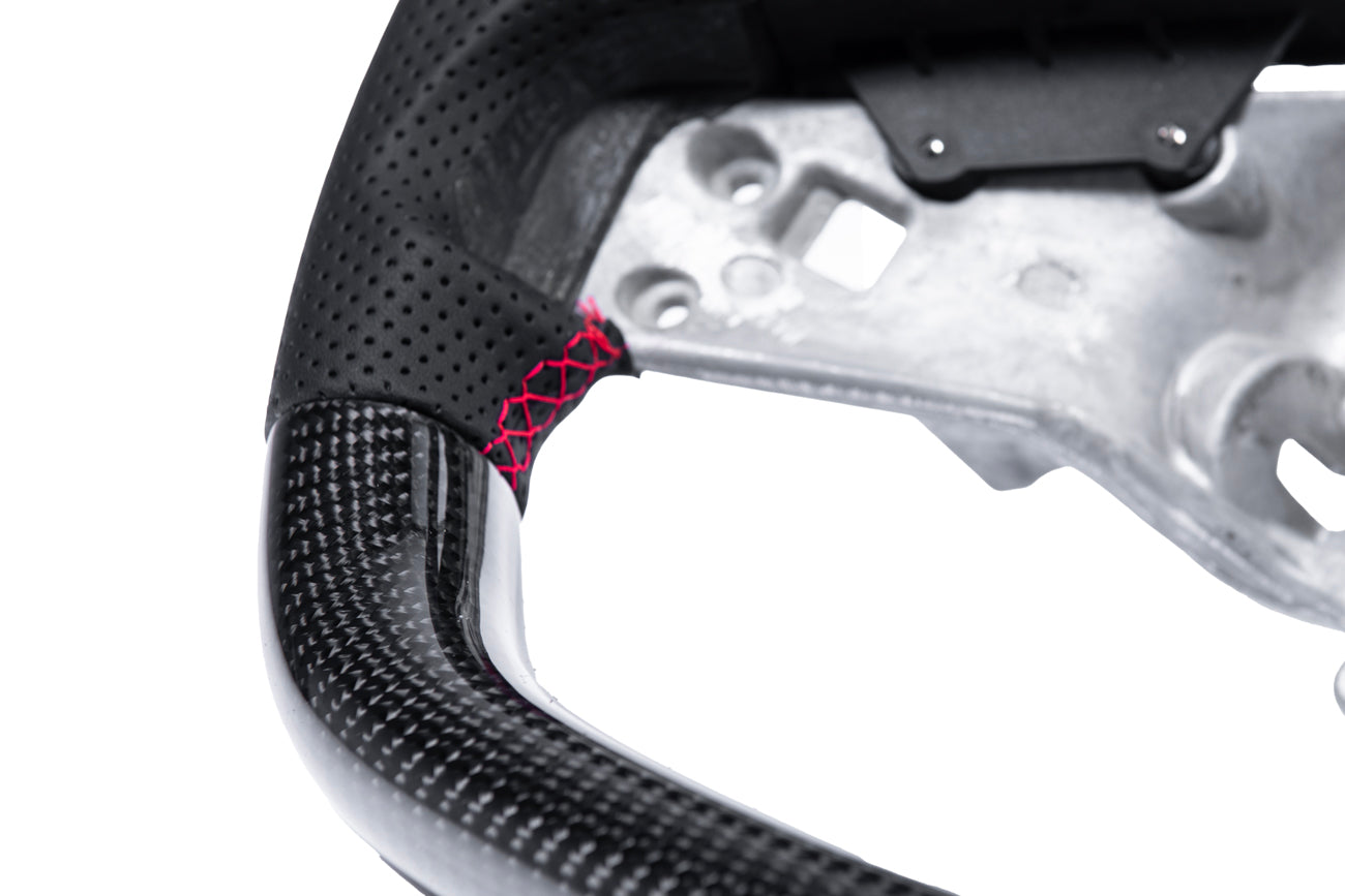 2020-Present Chevrolet Corvette C8 - Carbon Fiber Red Stripe Steering Wheel