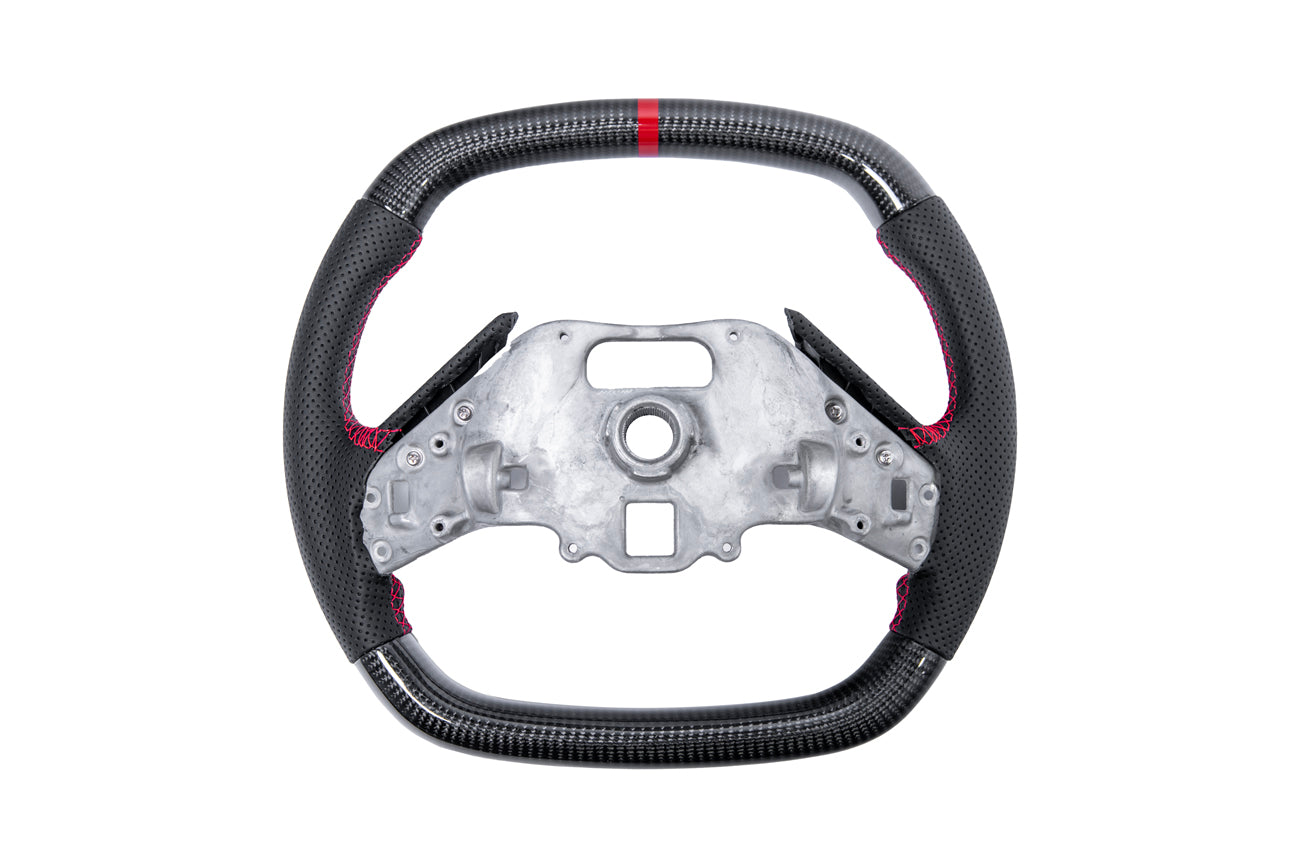 2020-Present Chevrolet Corvette C8 - Carbon Fiber Red Stripe Steering Wheel