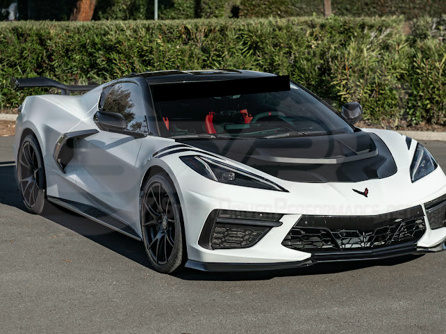 2020-PRESENT CHEVROLET CORVETTE C8 | ZR1 REPLICA STYLE  MATTE BLACK FRONT VENTED HOOD