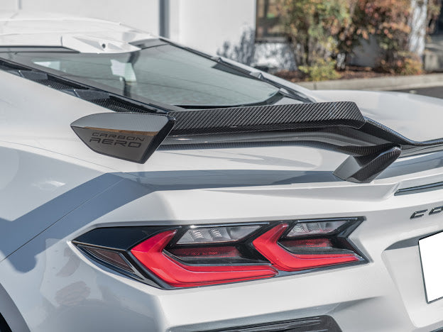 2020+ CORVETTE C8 Z06 | CARBON FIBER HIGH WING SPOILER *ADD-ON* WICKERBILL PAIR