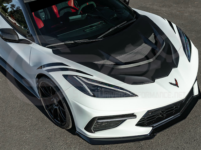 2020-PRESENT CHEVROLET CORVETTE C8 | ZR1 REPLICA STYLE  MATTE BLACK FRONT VENTED HOOD
