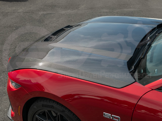 2024-Up Ford Mustang S650 | Factory Style CARBON FIBER Front Hood with Hood Vent (2 versions)