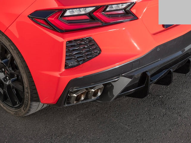2020-Up Corvette C8 STINGRAY & Z51 | CARBON FLASH 3Pcs Rear Bumper *ADD-ON* Diffuser Lip