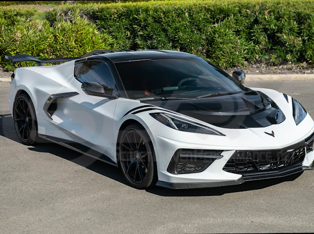 2020-PRESENT CHEVROLET CORVETTE C8 | ZR1 REPLICA STYLE CARBON FLASH FRONT VENTED HOOD