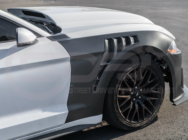 2018-2023 Ford Mustang S550 | GTD Style Primed Black Front Side Vented Fenders