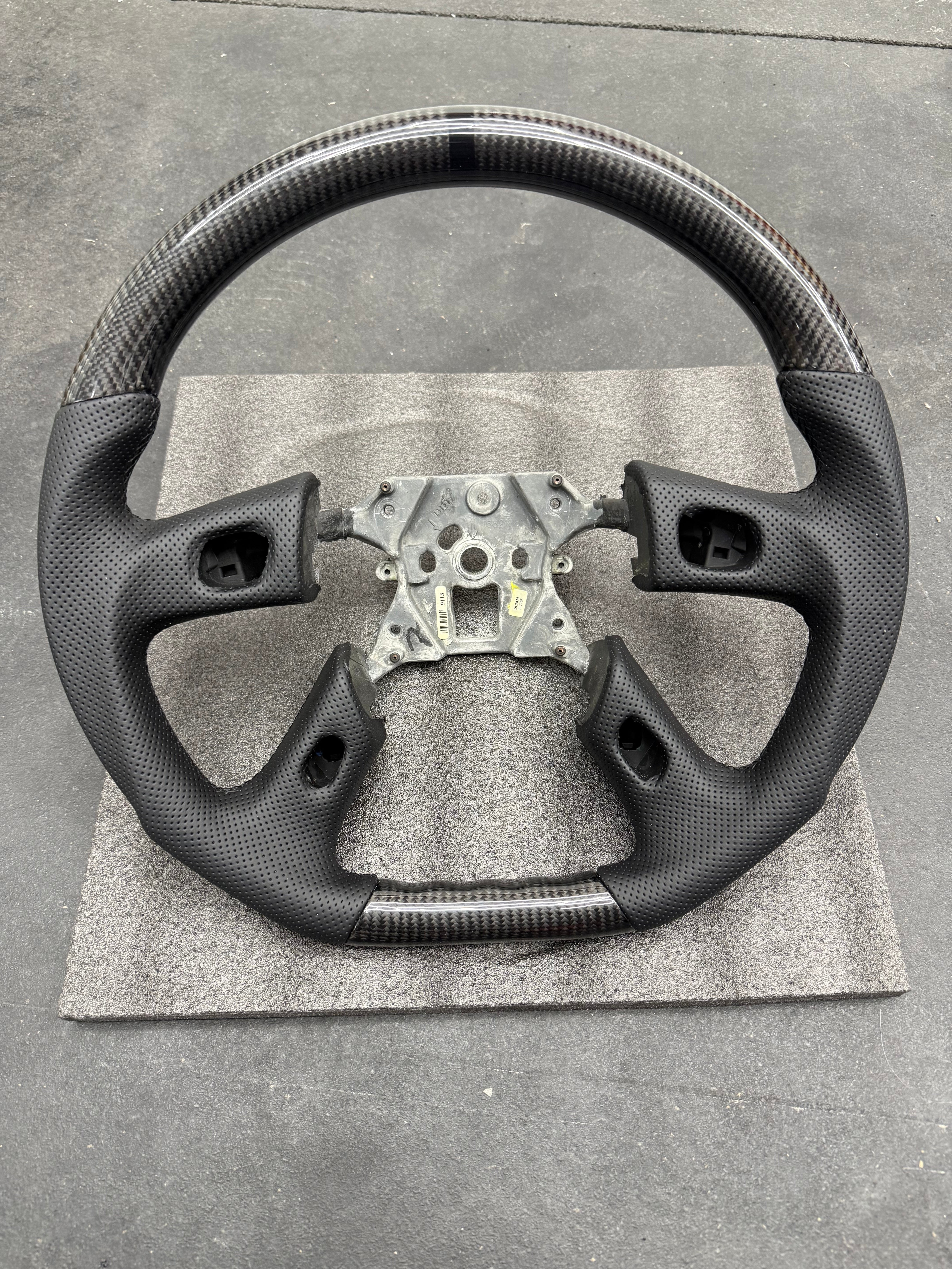 NBS Truck, SUV, TBSS Trailblazer, H2 Hummer - Carbon Fiber Steering Wheel with Perforated Leather (IN STOCK READY TO SHIP)