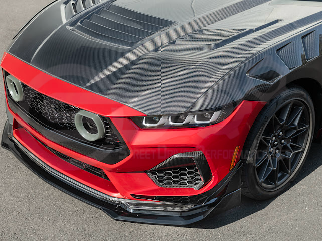 2024-Up Ford Mustang S650 | GTV Style GLOSSY BLACK Add-On Front Lip Splitter Ground Effects