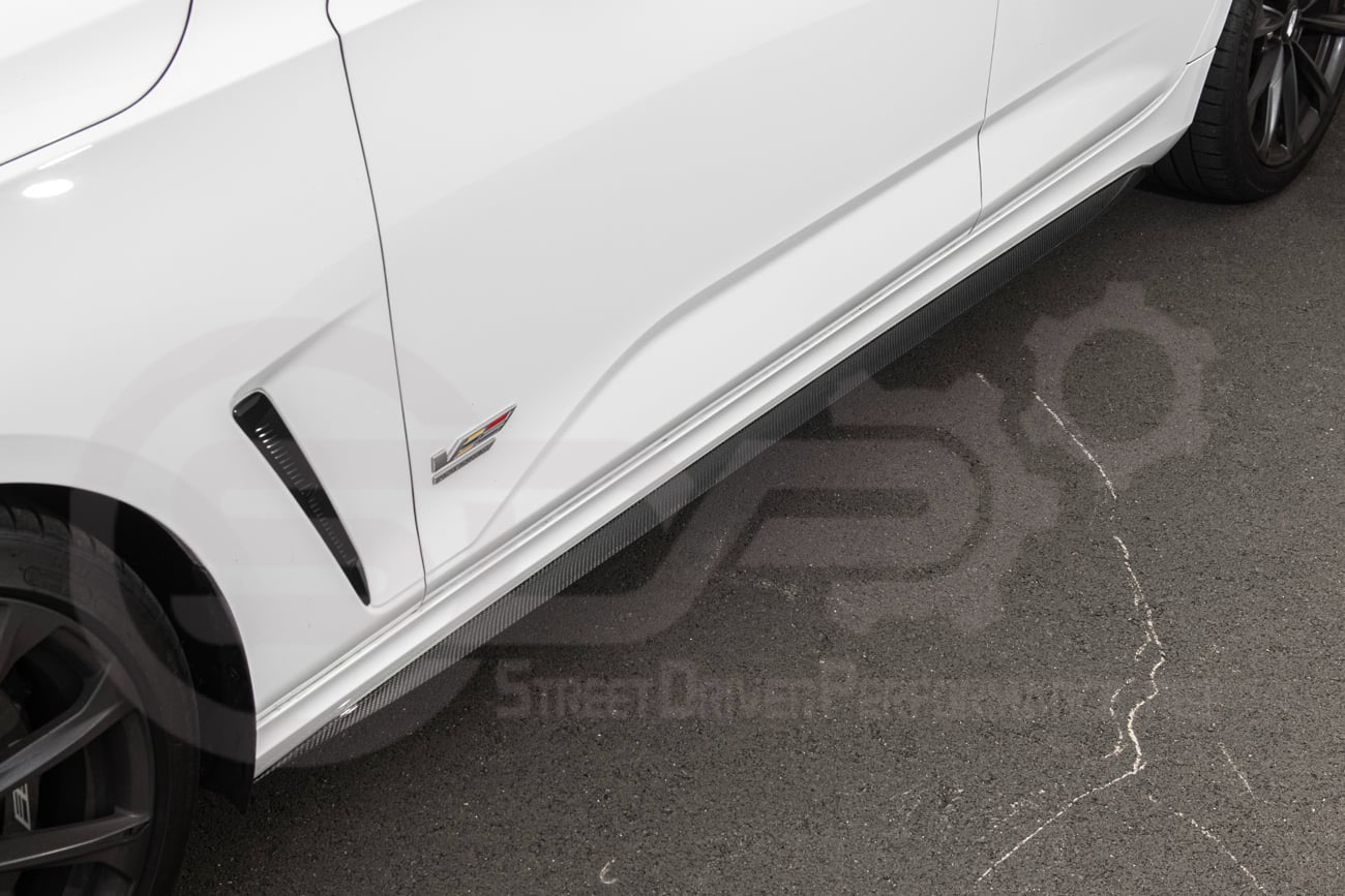 2020-2024 CADILLAC CT4-V BLACKWING SEDAN | CARBON FIBER FRONT LIP SPLITTER CANARDS WINGLETS & SIDE SKIRTS ROCKER PANELS GROUND EFFECTS