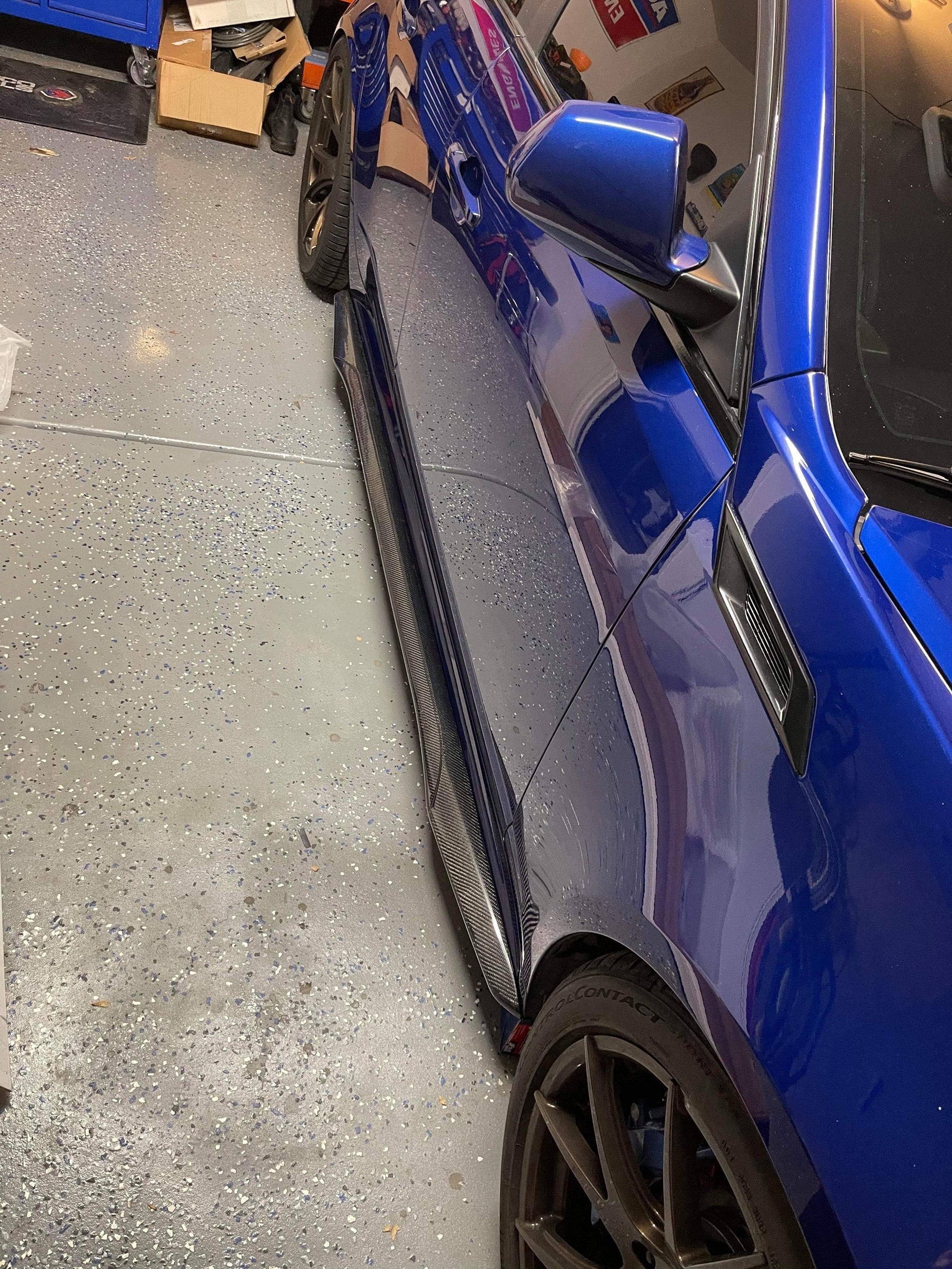 2009-2015 CADILLAC CTS-V CARBON FIBER FRONT SPLITTER & SIDE SKIRTS ROCKER PANELS GROUND EFFECTS