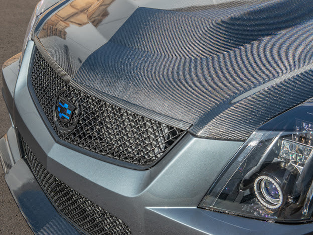2009-2015 Cadillac CTS and CTS-V V2 | Carbon Fiber Hood Trim Molding Replacement