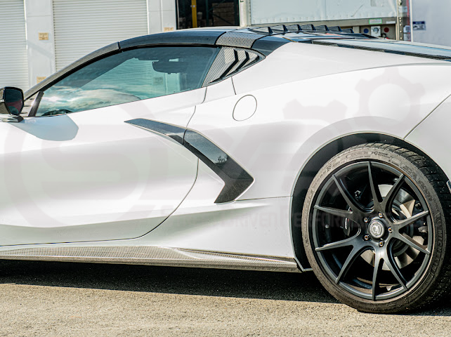 2020-Up Corvette C8 | SDP Performance Style Carbon Fiber Side Quarter Window Louver Sun Shade Cover