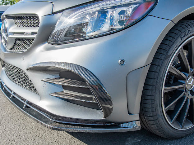 2019-Up C205 W205 Mercedes C-Class AMG Factory Style Carbon Fiber Front Air Vent Cover Pair