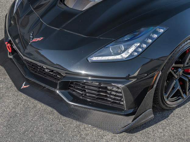 2019 CHEVROLET CORVETTE C7 ZR1 CARBON FIBER FRONT SPLITTER SIDE WINGLET EXTENSIONS (PAIR)