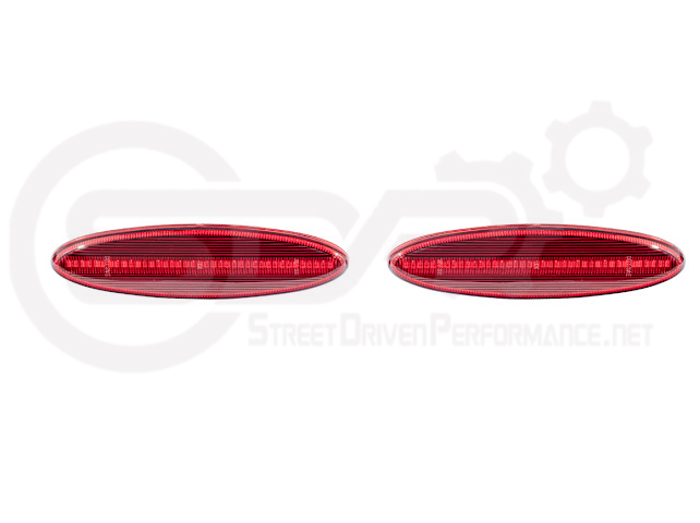 1997-2004 Chevrolet Corvette C5 | Rear Bumper Clear / Red / Black Lens Red LED Side Marker Lights Pair