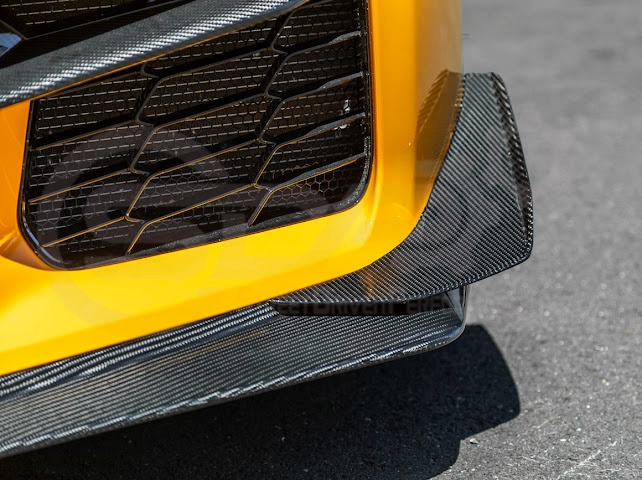 2023-UP CORVETTE C8 Z06 | Z07 EXTENDED PACKAGE CARBON FIBER FRONT LIP SPLITTER & CANARDS GROUND EFFECTS