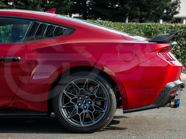 2024-UP FORD MUSTANG | DARKHORSE STYLE GLOSSY BLACK REAR TRUNK LID GURNEY FLAP WICKERBILL WING SPOILER