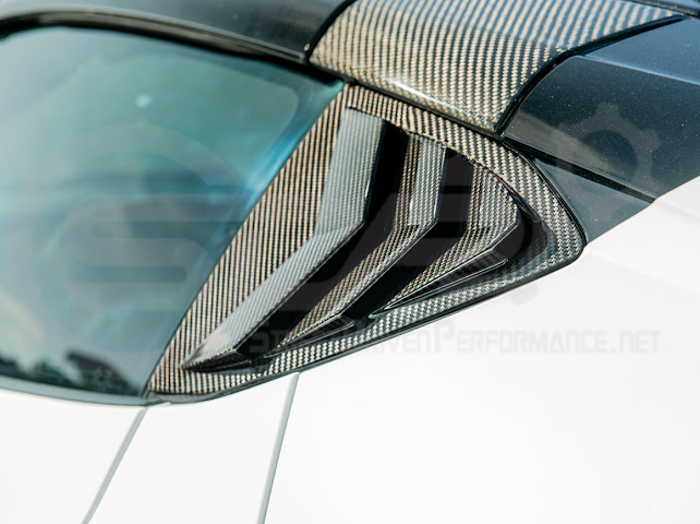 2020-Up Corvette C8 | SDP Performance Style Carbon Fiber Side Quarter Window Louver Sun Shade Cover