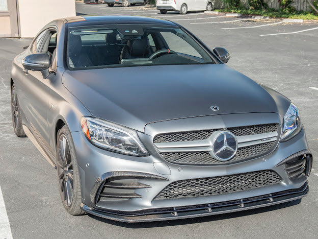 2019-Up MB C205 W205 Mercedes C-Class AMG Bumper CARBON FIBER Front Bumper Lip Splitter Ground Effects