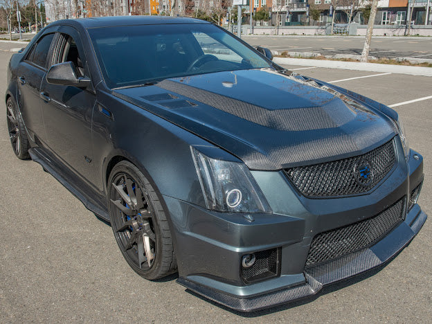 2009-2015 Cadillac CTS-V V2 SDP Style Double Sided Carbon Fiber Cowl Hood
