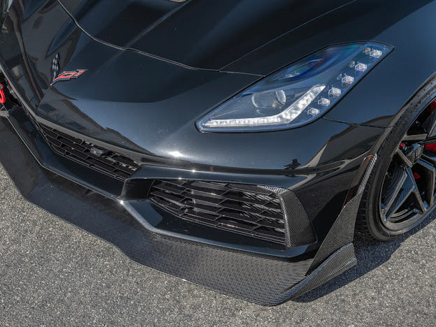 2019 CHEVROLET CORVETTE C7 ZR1 CARBON FIBER FRONT BUMPER VENT BROWS INSERTS (PAIR)