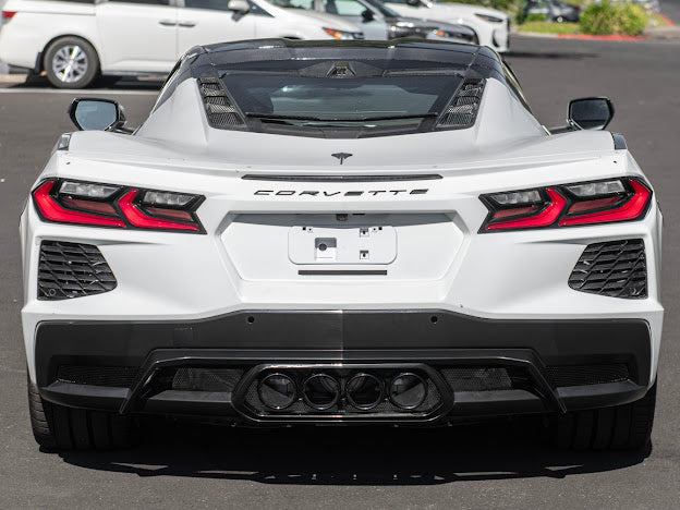 2020-Up Corvette C8 | Z06 Style Rear Center Quad Tips Exhaust Exit Grille Diffuser