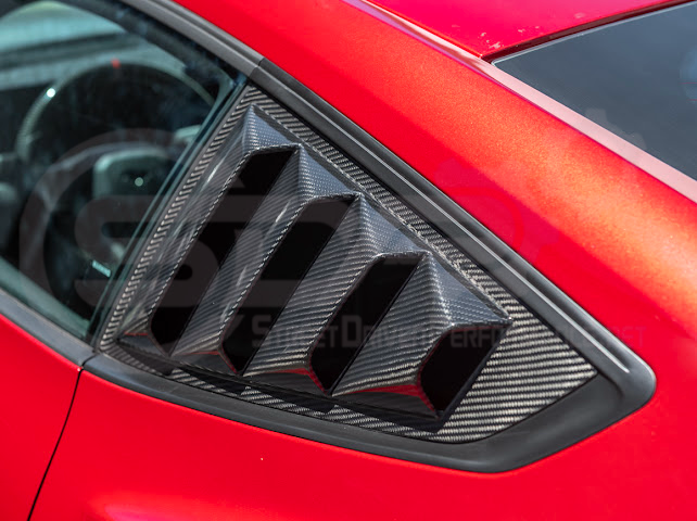 2024-UP FORD MUSTANG S650 | CARBON FIBER SIDE QUARTER WINDOW LOUVER SUN SHADE COVER