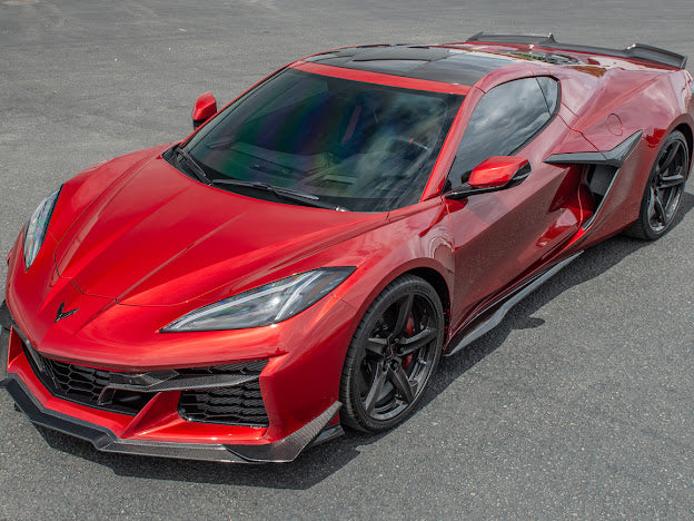 2023+ CHEVROLET CORVETTE C8 Z06 & E-RAY | Z07 PERFORMANCE PACKAGE CARBON FIBER LIP SPLITTER GROUND EFFECTS WITH CANARDS