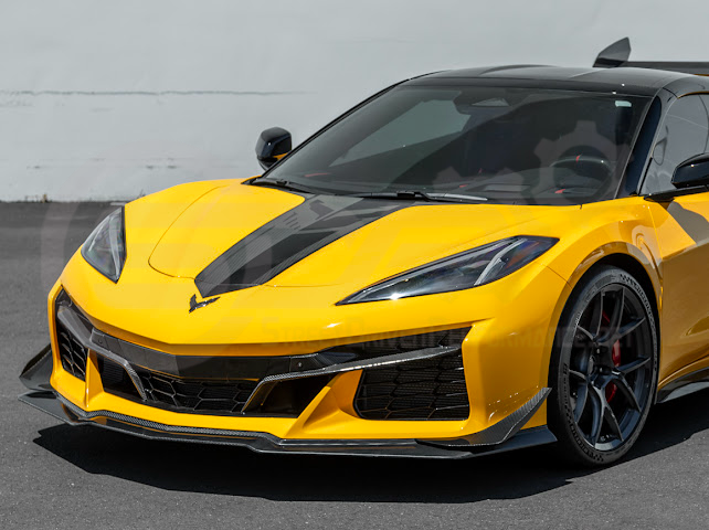 2023-UP CORVETTE C8 Z06 | Z07 EXTENDED PACKAGE CARBON FIBER FRONT LIP SPLITTER & CANARDS GROUND EFFECTS