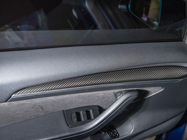 2020-UP TESLA MODEL 3 & Y CARBON FIBER INTERIOR DOOR TRIM PANEL COVER