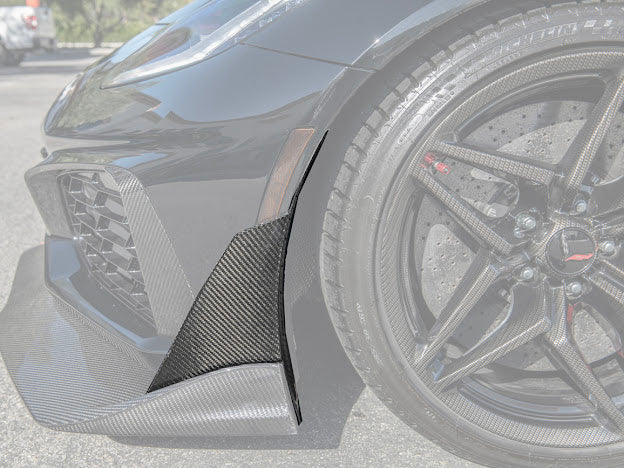 2019 CHEVROLET CORVETTE C7 ZR1 CARBON FIBER FRONT SPLITTER SIDE WINGLET EXTENSIONS (PAIR)