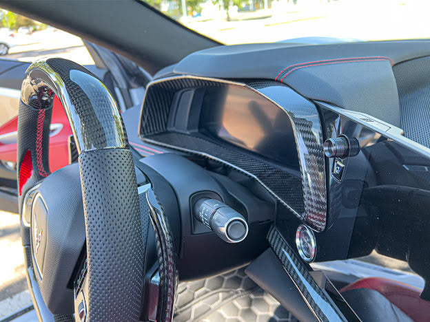 2020+ CHEVROLET CORVETTE C8 CARBON FIBER SPEEDOMETER GAUGE CLUSTER COVER